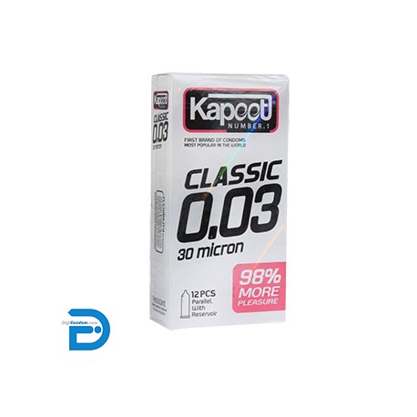 خرید کاندوم کاپوت 12 تایی فوق نازک 30 میکرون Kapoot Classic 0.03 از دیجی کاندوم