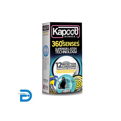 خرید کاندوم کاپوت 12 تایی فوق نازک حساس 360 درجه Kapoot 360 Senses MICRO THIN Condom از فروشگاه دیجی کاندوم 