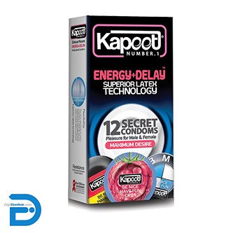 خرید کاندوم کاپوت 12 تایی خاردار و شیاردار و تاخیری انرژی دیلی Kapoot ENERGY+DELAY SECRET Condom از دیجی کاندوم