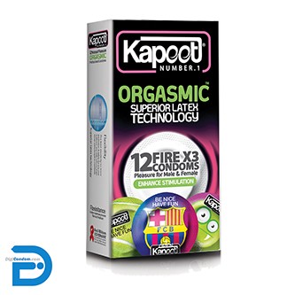 خرید کاندوم کاپوت 12 تایی تحریک کننده و تاخیری اورگاسمیک Kapoot ORGASMIC FIRE X3 Condom از دیجی کاندوم