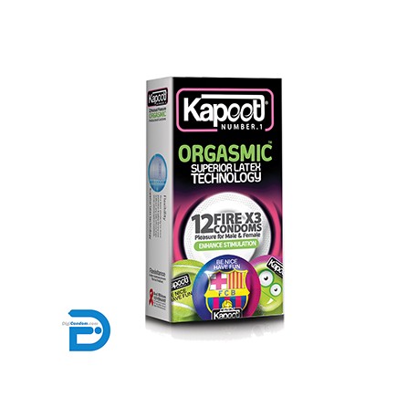 خرید کاندوم کاپوت 12 تایی تحریک کننده و تاخیری اورگاسمیک Kapoot ORGASMIC FIRE X3 Condom از دیجی کاندوم