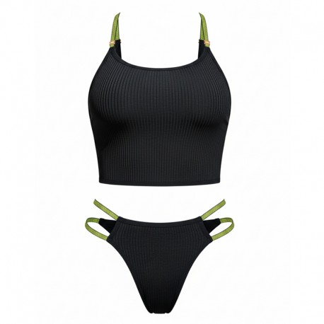 ست شورت و شوتین کبریتی بند طلایی