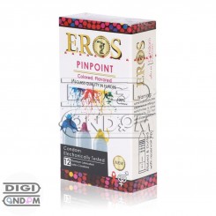 کاندوم اروس 12 تایی پین پوینت خاردار، شیار دار با سر رنگی میوه ای EROS PINPOINT Colored Flavored