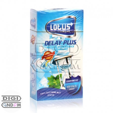 خرید کاندوم لوتوس 12 تایی تاخیری، خنک و نعنائی دیلی پلاس LOTUS DELAY PLUS Ice Cold+Mint از دیجی کاندوم
