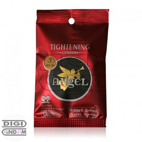 خرید کاندوم انجل 3 تایی تنگ کننده اناری، خاردار و شیاردار معطر ANgEL TIGHTENING از دیجی کاندوم