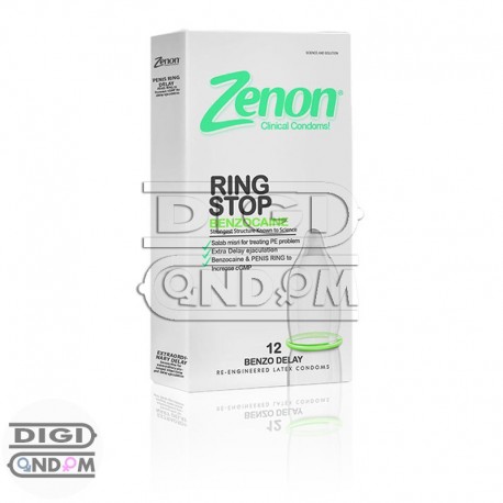 خرید کاندوم زنون 12 تایی تاخیری گیاهی و فیزیکی رینگ استاپ Zenon RING STOP BENZOCAINE از دیجیکاندوم