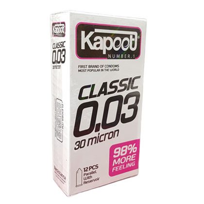 30micron-kapoot-thin-condom-420x420 کاندوم کلاسیک کاپوت مدل 30 micron بسته 12 عددی - Image 1