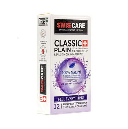 CLASSIC-PLAIN1 کاندوم کلاسیک سوئیس کر Swisscare Classic Plain بسته ۱۲ عددی - Image 1