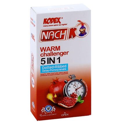 warm-challenger-5in1-kodex-delay-condom-420x420 کاندوم تاخیری کدکس مدل Warm Challenger 5in1 بسته 12 عددی - Image 1